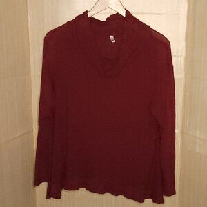Magic Fit Maroon Oversized Cowl Neck Thermal Top XL